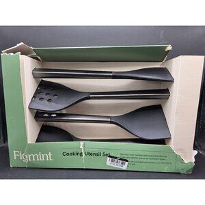 Figmint 3-Piece Cooking Utensil Set Stainless Steel Handles Nylon Silicone Heads